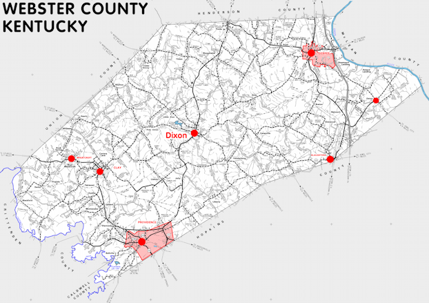 Map of Webster County, Kentucky