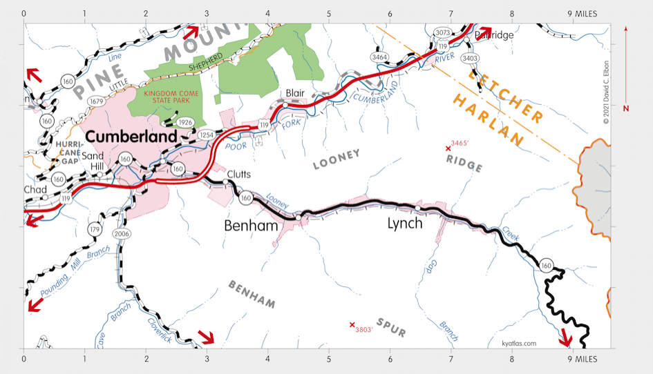 Map of Kingdom Come State Park