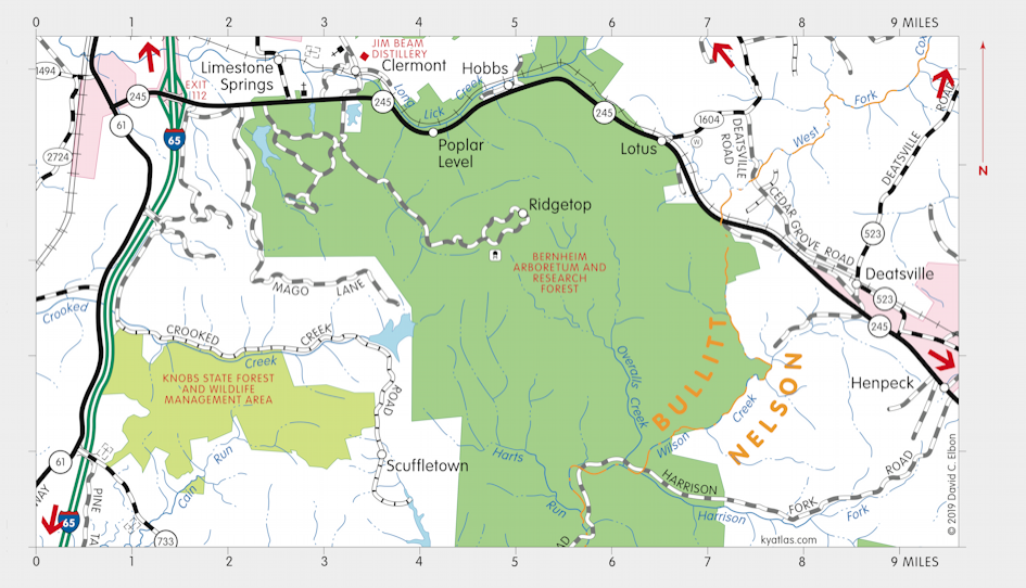 Map of Knobs State Forest and Wildlife Management Area