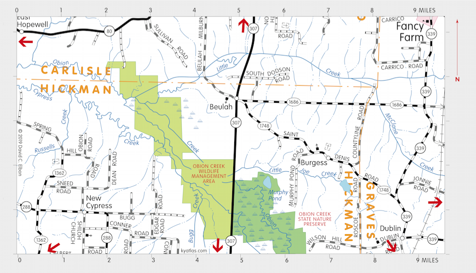 Map of Obion Creek State Nature Preserve
