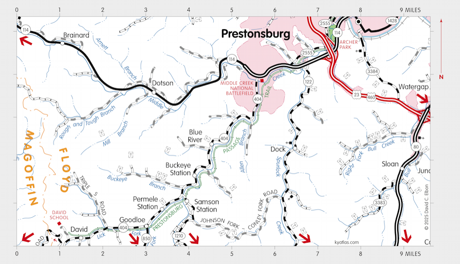 Map of Blue River, Kentucky Area