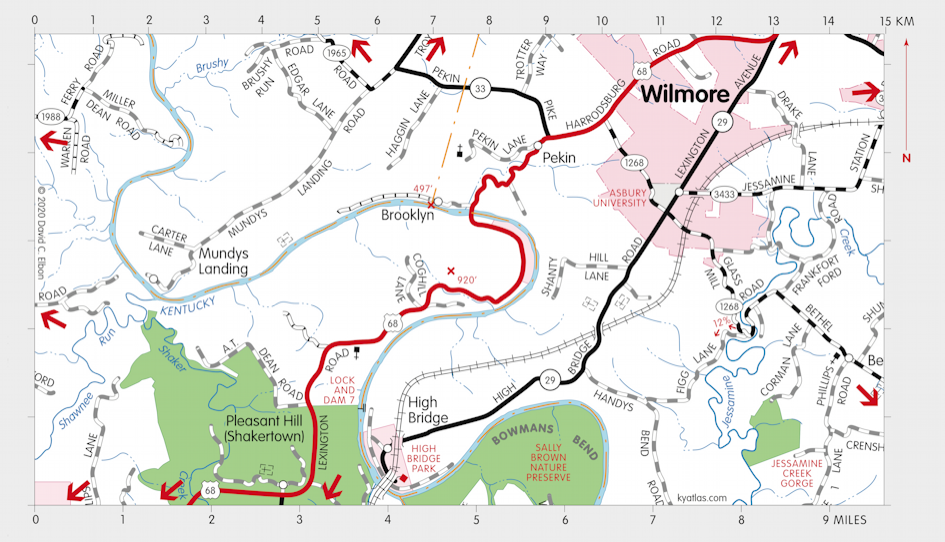 Map of Jessamine Creek Gorge Nature Preserve