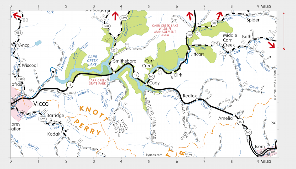 Map of Carr Creek State Park