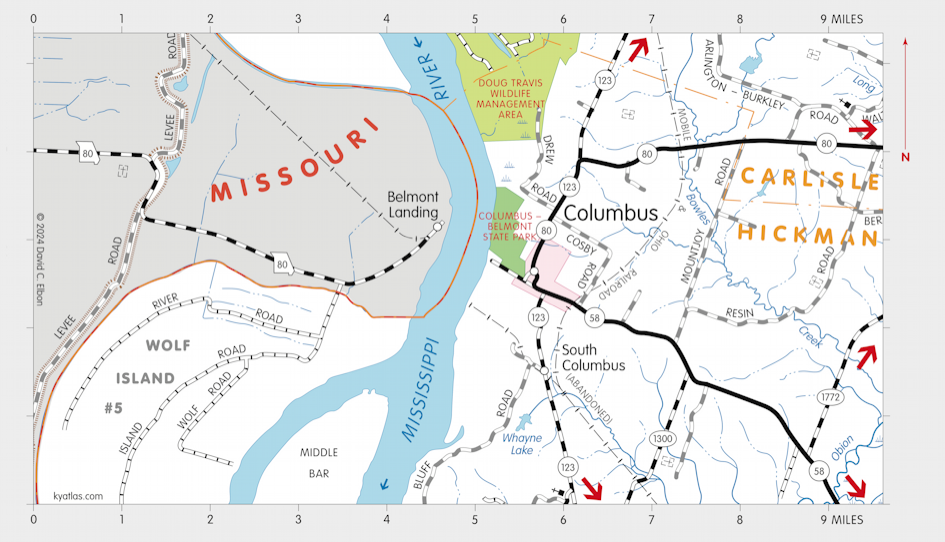 Map of Columbus-Belmont State Park