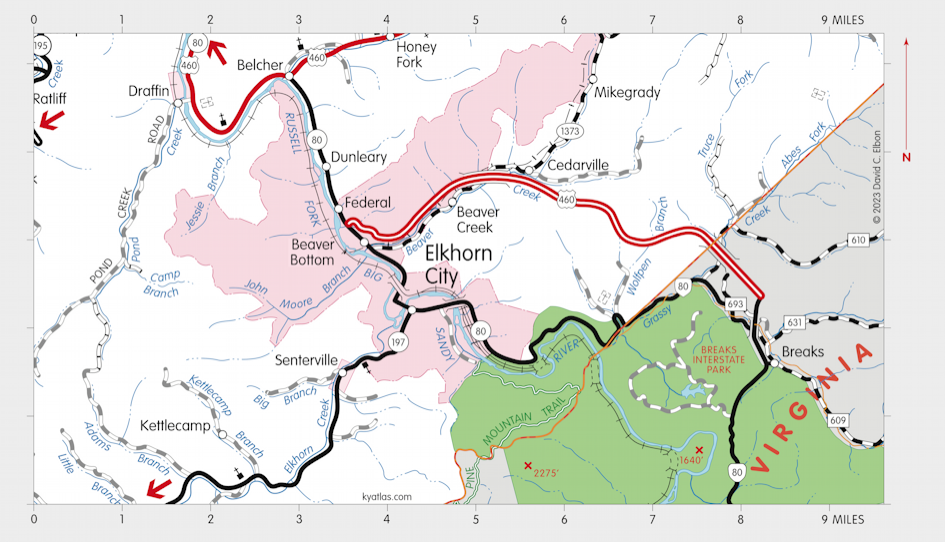 Map of Breaks Interstate Park