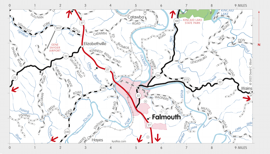 Map of Kincaid Lake State Park