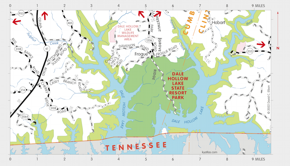 Map of Dale Hollow Lake State Resort Park
