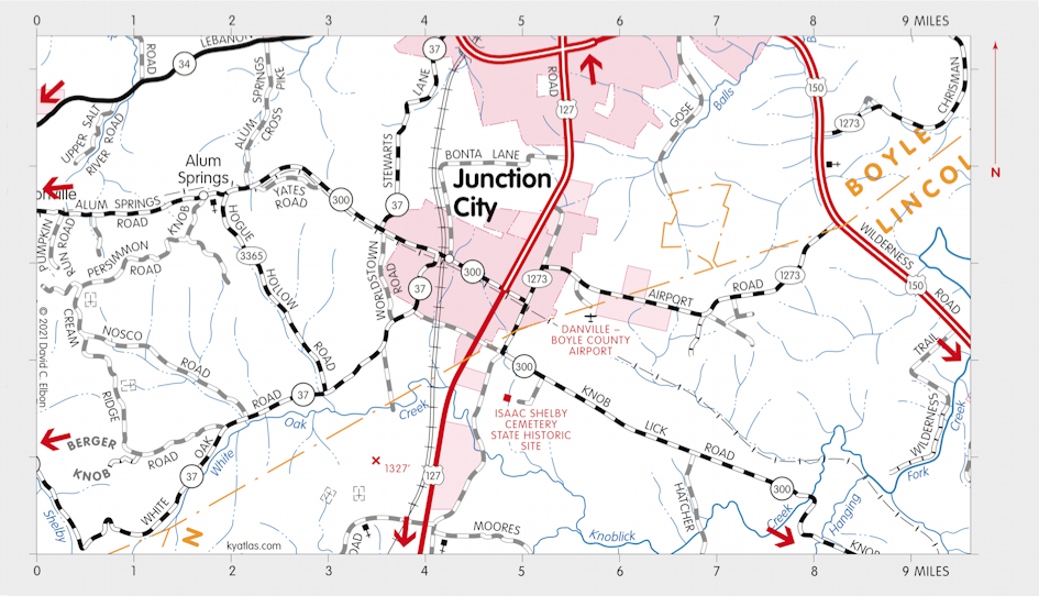 Map of Isaac Shelby Cemetery State Historic Site