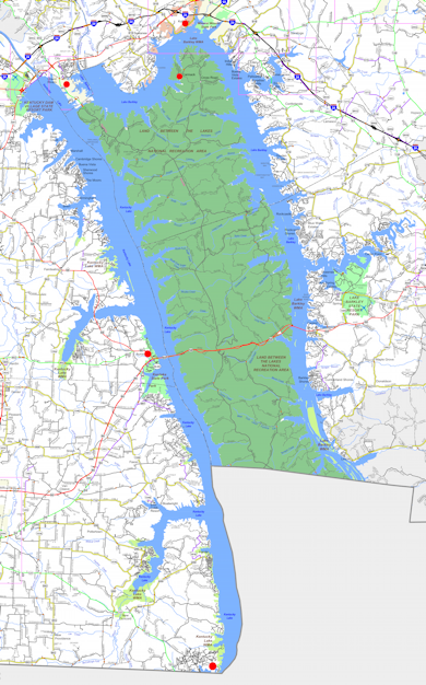 Map of Land Between the Lakes National Recreation Area