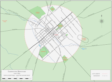 Map of Lexington, Kentucky, circa 1850