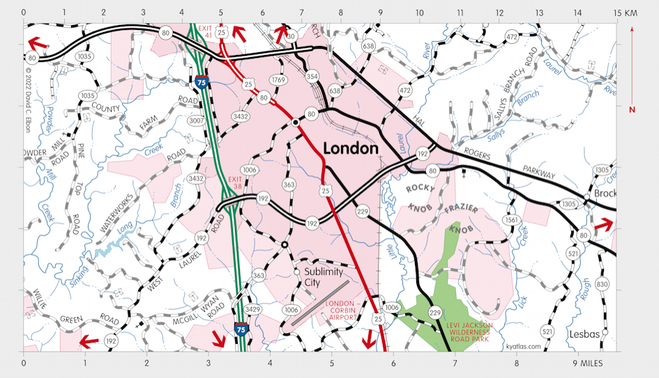 Map of Levi Jackson Wilderness Road Park