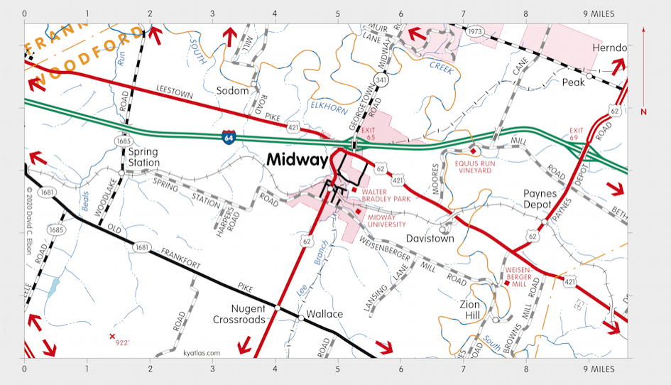 Map of Davistown, Kentucky Area