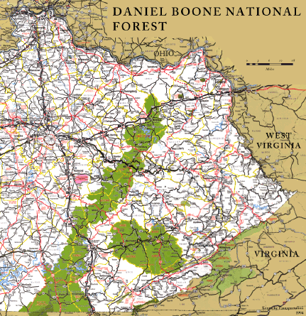 Map of Daniel Boone National Forest