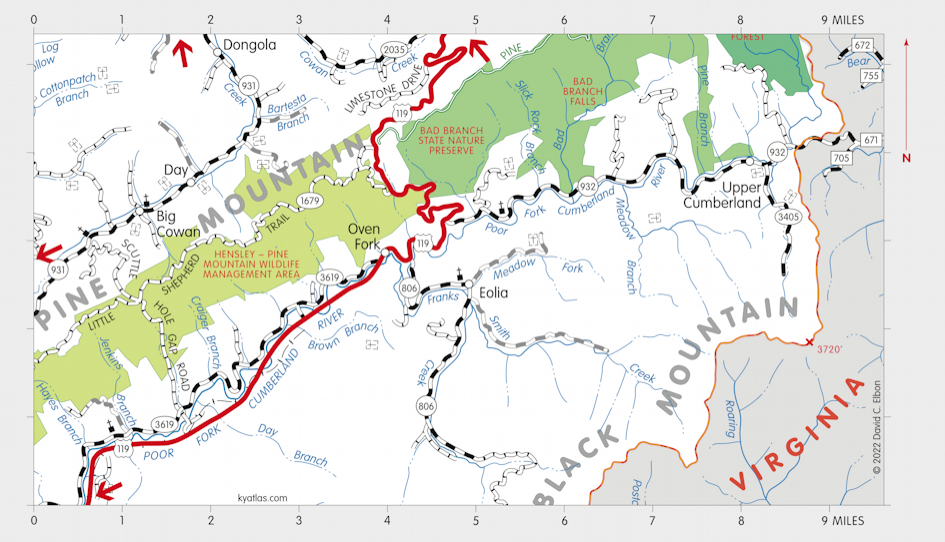 Map of Bad Branch State Nature Preserve