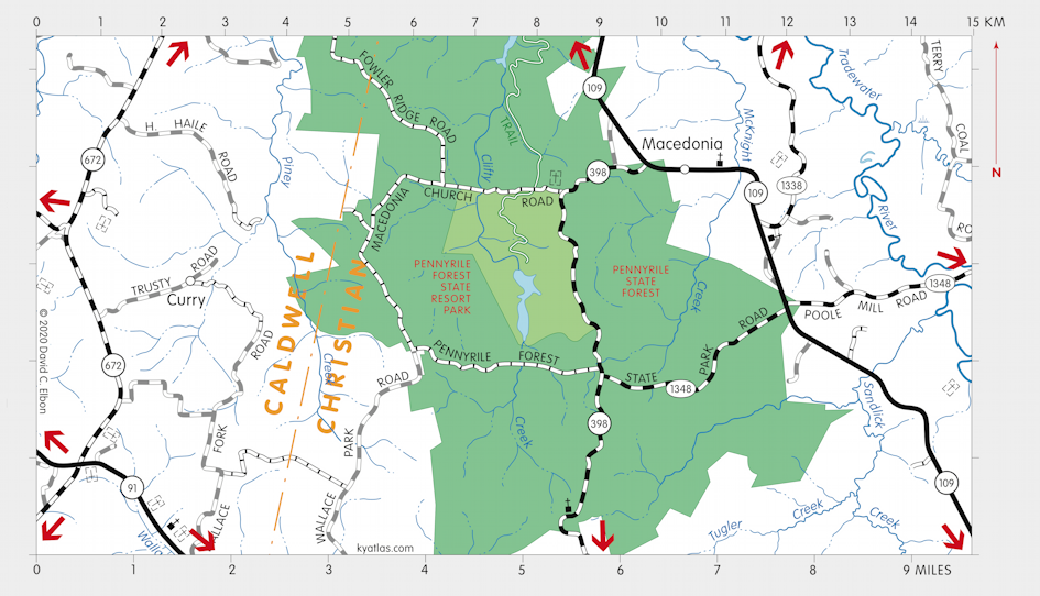 Map of Pennyrile State Forest