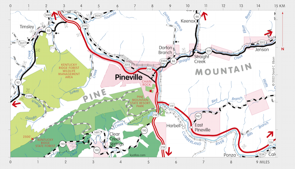 Map of Pine Mountain State Resort Park