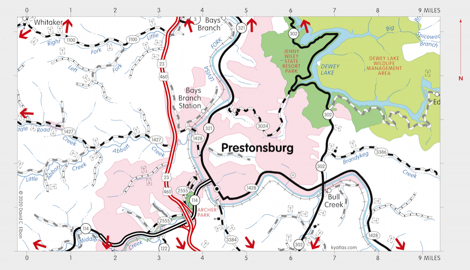 Map of Jenny Wiley State Resort Park