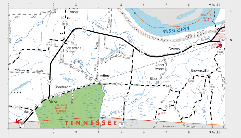 Map of Reelfoot National Wildlife Refuge