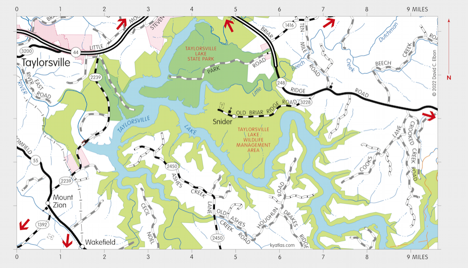 Map of Taylorsville Lake Wildlife Management Area