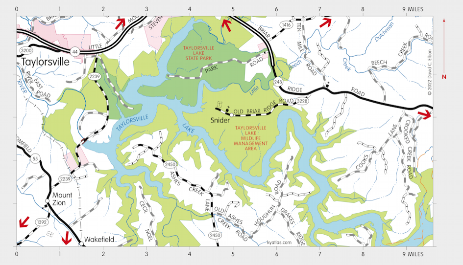 Map of Taylorsville Lake State Park