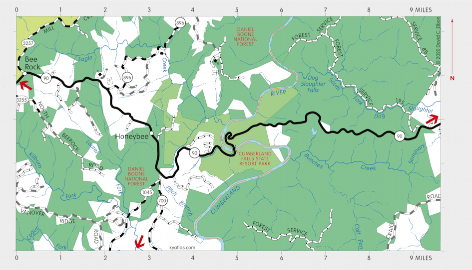 Map of Cumberland Falls State Park Nature Preserve