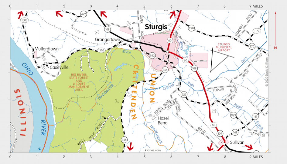 Map of Big Rivers Wildlife Management Area and State Forest