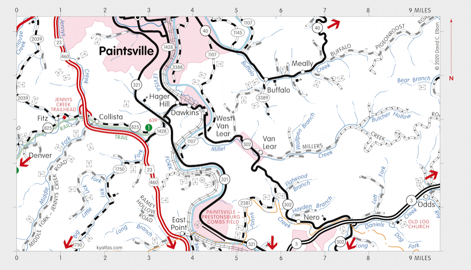 Map of Dawkins Line Rail Trail